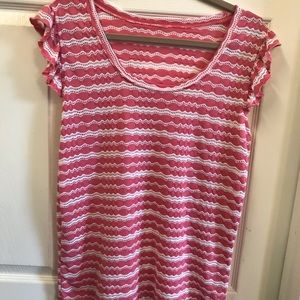 Cute pink/white Large top. Striped.  Like new!